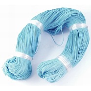 Round Waxed Polyester Cord, Taiwan Waxed Cord, Twisted Cord, Sky Blue, 1mm, about 415.57 yards(380m)/bundle(YC-R135-203)