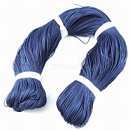 Round Waxed Polyester Cord, Taiwan Waxed Cord, Twisted Cord, Prussian Blue, 1mm, about 415.57 yards(380m)/bundle(YC-R135-227)