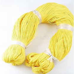 Round Waxed Polyester Cord, Taiwan Waxed Cord, Twisted Cord, Yellow, 1mm, about 415.57 yards(380m)/bundle(YC-R135-110)