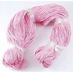 Round Waxed Polyester Cord, Taiwan Waxed Cord, Twisted Cord, Pink, 1mm, about 415.57 yards(380m)/bundle(YC-R135-134)