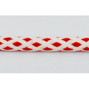 Korean Waxed Polyester Cord, Red and White, Size: about 3mm thick, 47yards/roll