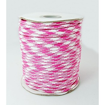 Korean Waxed Polyester Cords, with Double Color, Camellia, 3mm, about 50yards/roll