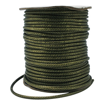Korean Waxed Polyester Cord, Dark Olive Green, 3mm, about 47yards/roll