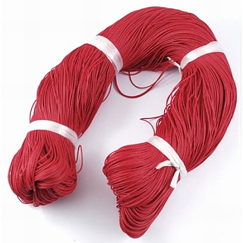 Round Waxed Polyester Cord, Taiwan Waxed Cord, Twisted Cord, Crimson, 1mm, about 415.57 yards(380m)/bundle
