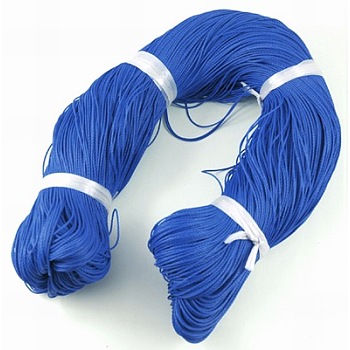Round Waxed Polyester Cord, Taiwan Waxed Cord, Twisted Cord, Royal Blue, 1mm, about 415.57 yards(380m)/bundle