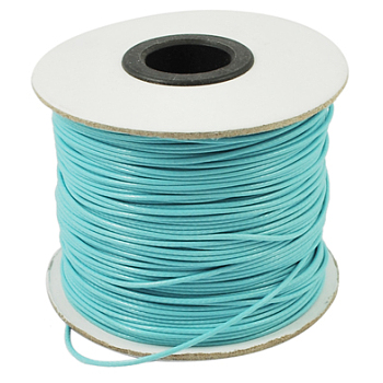 Korean Waxed Polyester Cord, Cyan, 1mm, about 85yards/roll