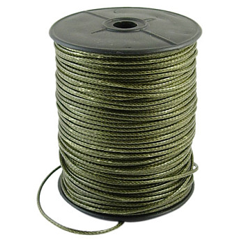 Korean Waxed Polyester Cord, Dark Olive Green, 2~3mm, about 93yards/roll