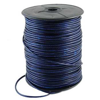 Korean Waxed Polyester Cord, Dark Blue, 2~3mm, about 93yards/roll