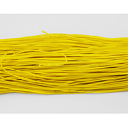 Round Elastic Cord, Made of Rubber, Wrapped by Fibre, Yellow, 1mm, about 25.15~27.34 yards(23~25m)/bundle(YRB1MM-1)