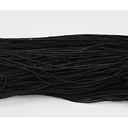 Round Elastic Cord, Made of Rubber, Wrapped by Fibre, Black, 1mm, about 25.15~27.34 yards(23~25m)/bundle(YRB1MM-8)