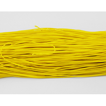 Round Elastic Cord, Made of Rubber, Wrapped by Fibre, Yellow, 1mm, about 25.15~27.34 yards(23~25m)/bundle