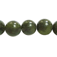 Natural Gemstone Beads, Taiwan Jade, Round, Olive, about 12mm in diameter, hole: 1mm, about 32pcs/strand, 16 inch(Z0NCT015)