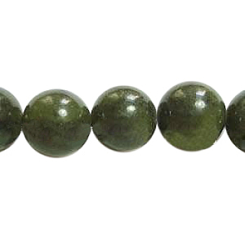Natural Gemstone Beads, Taiwan Jade, Round, Olive, about 12mm in diameter, hole: 1mm, about 32pcs/strand, 16 inch