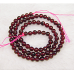 Gemstone Beads, Garnet, Grade B, Round, 4mm, Hole: 0.8mm(Z0RR3011)