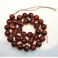 Natural Gemstone Beads, Round, Tiger Eye, Dyed & Heated, Grade A, Red, about 10mm in diameter, hole: about 1mm, 40pcs/strand(Z0RQQ013)