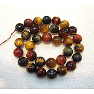 Gemstone Beads, Colorful Tiger Eye, Grade A, Round & Heated, Colorful, 10mm, Hole: 1mm, 40pcs/strand(Z0RQR013)