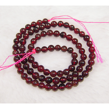 Gemstone Beads, Garnet, Grade B, Round, 6mm, Hole: 1mm
