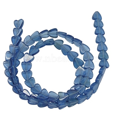 6mm SteelBlue Heart Glass Beads
