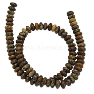 Natural Gemstone Beads Strands, Leopard Skin Jasper, Rondelle, about 8mm in diameter, 4mm thick, hole: 1mm, 94 pcs/strand, 15.5 inch(Z28BX011)