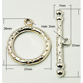 Tibetan Style Toggle Clasps, Lead Free & Cadmium Free & Nickel Free, Platinum Color, Size: Ring: about 21mm wide, 26mm long, hole: 2mm, Bar: about 7mm wide, 37mm long, hole: 2mm