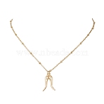 Alloy Double Italian Horn Pendant 304 Stainless Steel Satellite Chain Necklaces, Golden, 15.87 inch(40.3cm)(NJEW-JN05563)