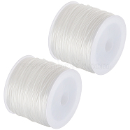 2 Rolls Flat Elastic Crystal Spandex String, Elastic Beading Thread, for Stretch Bracelet Making, White, 0.8mm, about 109.36 yards(100m)/roll(EW-BBC0001-02B-01)