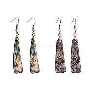 Abalone Shell/Paua ShellEarrings, with Brass Earring Hooks, Triangle, Colorful, 50~68x11~19x1.4mm, Hook: 18.7mm(EJEW-Q166-1)
