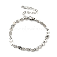 304 Stainless Steel Oval Link Chains Bracelet for Men Women, Stainless Steel Color, 6-3/8 inch(16.2cm)(BJEW-G640-05P)