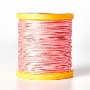 Round Waxed Polyester Cord, Micro Macrame Cord, Leather Sewing Thread, for Bracelets Jewelry Making, Beading Crafting Macrame, Pink, 0.65mm, about 164.04 yards(150m)/roll(YC-E004-0.65mm-N605)