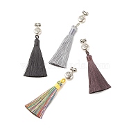 Polyester Tassel Big Pendants, with Alloy Lotus Bead, Mixed Color, 105mm, Hole: 3.2mm(PALLOY-JF01617)