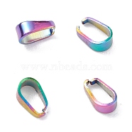 Ion Plating(IP) 304 Stainless Steel Snap on Bails, Rainbow Color, 5.5x3.5x2.5mm, Inner: 5x2.5mm(STAS-P214-08MC-05)
