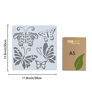 PET Plastic Drawing Painting Stencils Templates, Square, Creamy White, Butterfly Pattern, 30x30cm(DIY-WH0244-187)