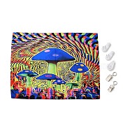 UV Reactive Blacklight Tapestry, Polyester Decorative Wall Tapestry, for Home Decoration, Rectangle, Mushroom Pattern, 950x750x0.5mm(HJEW-F015-01N)