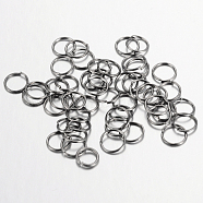 Iron Open Jump Rings, Nickel Free, Gunmetal, 21 Gauge, 5x0.7mm, Inner Diameter: 3.6mm, about 2200pcs/100g(X-IFIN-A018-5mm-B-NF)