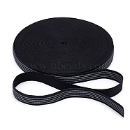 Polyester Elastic Ribbon, with Rubber, Non-slip Band, Black, 25x1.5mm, 30m/roll(EW-WH0003-08)