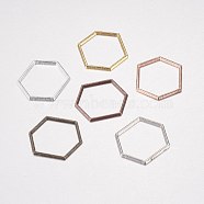 Alloy Linking Rings, Hexagon, Mixed Color, 18x20x1mm(PALLOY-E446-06B)