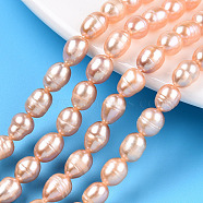 Natural Cultured Freshwater Pearl Beads Strands, Rice, Wheat, 7~12.5x6~6.5mm, Hole: 0.7~0.8mm, about 37~38pcs/strand, 13.78 inch(35cm)(PEAR-N012-06S)
