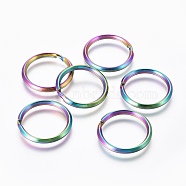 Ion Plating(IP) 304 Stainless Steel Split Key Rings, Keychain Clasp Findings, Rainbow Color, 23.5mm(STAS-G201-11A-M)