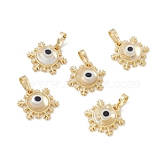 Handmade Evil Eye Lampwork Pendants, with Rack Plating Real 18K Gold Plated Brass Findings, Long-Lasting Plated, Snowflake Charm, Clear, 15x14x4mm, Hole: 4x6.5mm(LAMP-G157-04G-11)