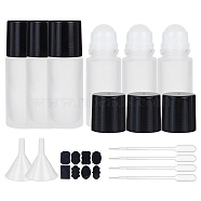 DIY Essential Oil Bottle Kits, with Frosted Glass Essential Oil Empty Perfume Bottle, Plastic Funnel Hopper & Pipettes, Chalkboard Sticker Labels, Black Lid, 3.8x11.1cm, Capacity: 50ml, 6pcs/set(DIY-BC0011-39B)