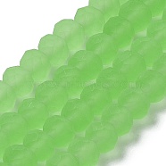 Transparent Glass Beads Strands, Faceted, Frosted, Rondelle, Lime, 10mm, Hole: 1mm(EGLA-A034-T10mm-MD09)