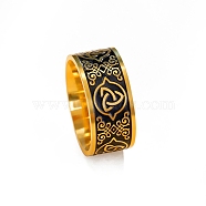 Stainless Steel Enamel Triquetra/Trinity Knot Finger Rings, Claddagh Ring, Golden, Inner Diameter: 20mm(PW-WG80958-05)