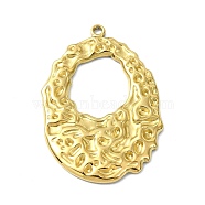 Ion Plating(IP) 304 Stainless Steel Pendants, Real 18K Gold Plated, Oval, 33.5x22x2mm, Hole: 1.5mm(STAS-B058-26G-03)
