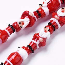 Handmade Lampwork Beads, For Christmas, Father Christmas, Red, 24~27x10~14x13~17mm, Hole: 1.8mm(LAMP-G140-04)