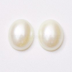 Acrylic Imitation Pearl Cabochons, Oval, Creamy White, 18x13x5mm(MACR-E007-13x18mm-J02)