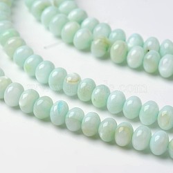 Dyed Natural Freshwater Shell Rondelle Bead Strands, Aquamarine, 6x4mm, Hole: 1mm, about 91pcs/strand, 15.6 inch(BSHE-O016-19B)