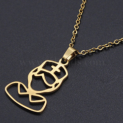 201 Stainless Steel Pendants Necklaces, with Cable Chains and Lobster Claw Clasps, Nurse, Golden, 17.71 inch(45cm), 1.5mm(NJEW-S105-JN698-45-2)