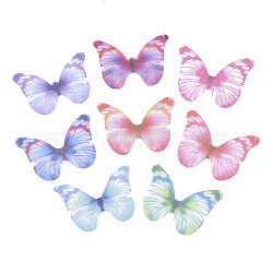 Polyester Fabric Wings Crafts Decoration, for DIY Jewelry Crafts Earring Necklace Hair Clip Decoration, Butterfly, Mixed Color, 32x43mm(FIND-S322-010C)