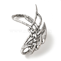 316 Surgical Stainless Steel Cuff Earrings, Wing, Left, Antique Silver, 65x46mm(EJEW-E300-23AS-02)
