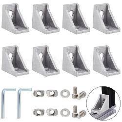 25Set Aluminum Corner Bracket & 2pcs Iron Hexagon Wrench, Platinum, 2.95x2.95x2cm(TOOL-NB0001-98)